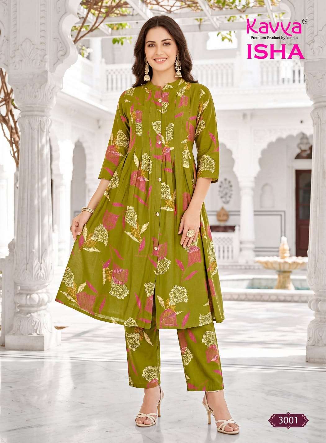 KAVYA ISHA VOL 3 TOP STITCHED PLEATS & CHINESE COLLAR AND POCKET CORD SET DAILY ROUTINE